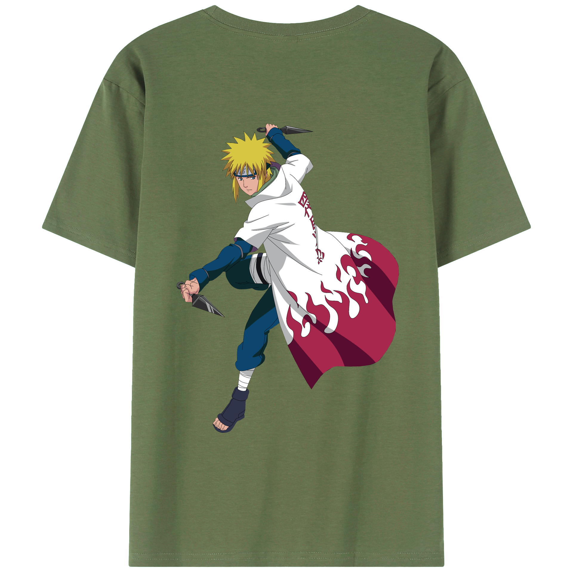 （画像用） NARUTO -ナルト- 波風 ミナト Namikaze Minato 綿100％ メンズ半袖Tシャツ（バックプリント） 通気性